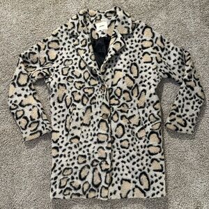 Koton Cream and Black Animal Print Coat